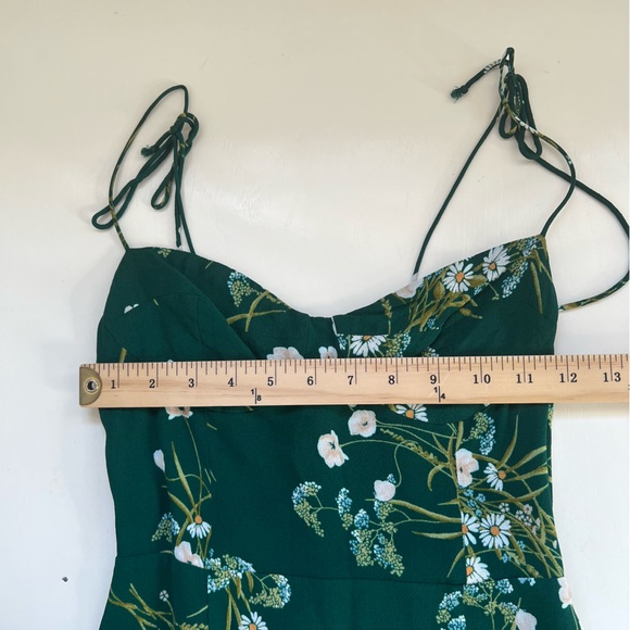 Reformation Juliette Dress Green Floral Midi Tie Spaghetti Straps Size 2 - Picture 7 of 8